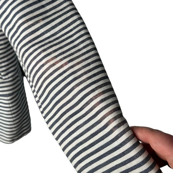 MADEWELL Striped One Button Blazer Navy Blue / White Size 0 Cotton Linen Blend - Picture 12 of 13